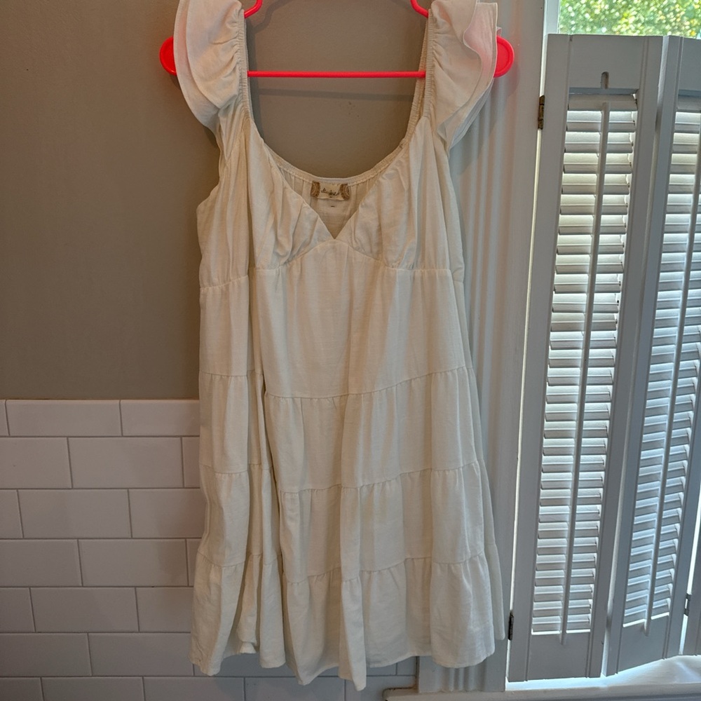 Altar'd State Cream Dress with Ruffled Sleeves